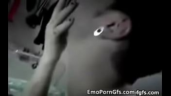Filthy emo bitch gets hot facial after