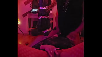 Sexy cat cleans and plays while wolf prowls