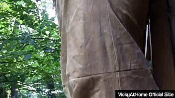 Busty blonde vicky vette wears a very sexy costume and rubs her muff