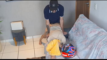 Married woman shows off to delivery man in just her underwear