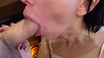 Fucked girlfriend doggystyle and cum on ass blowjob closeup