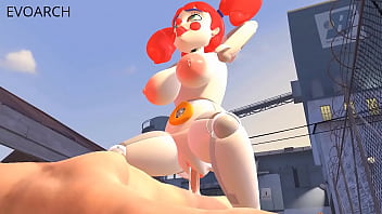 Circus robot love's human dick