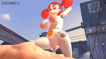 Circus robot love's human dick