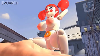 Circus robot love's human dick