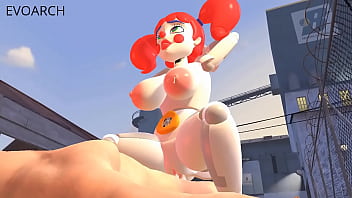 Circus robot love's human dick