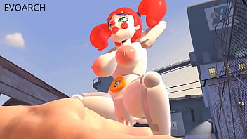 Circus robot love's human dick