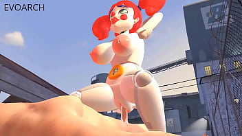 Circus robot love's human dick