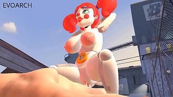 Circus robot love's human dick