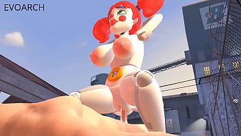 Circus robot love's human dick