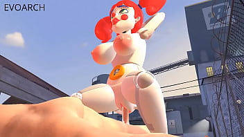 Circus robot love's human dick