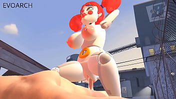 Circus robot love's human dick