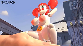 Circus robot love's human dick