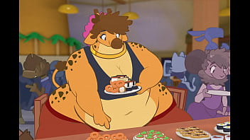 Giraffe stuffs herself in an all you can eat buffet