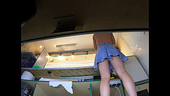 Beauty angel secretly upskirted at work by a naughty boss