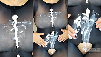 I play with whipped cream in a nylon bodysuit and shower later