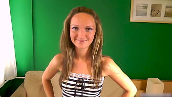 Teen takes massive facial from big cock in casting