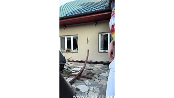 Is this the hottest outdoor milf tease you've ever seen