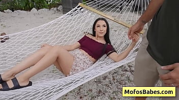 Watch this beautiful black haired teenager shows off her nice round big tits outdoors Watch this beautiful black haired teenager shows off her nice round big tits outdoors