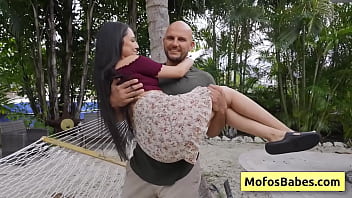 Watch this beautiful black haired teenager shows off her nice round big tits outdoors