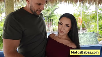 Watch this beautiful black haired teenager shows off her nice round big tits outdoors Watch this beautiful black haired teenager shows off her nice round big tits outdoors