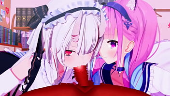 Mmd when both popular vtuber gets blowjob together Mmd when both popular vtuber gets blowjob together