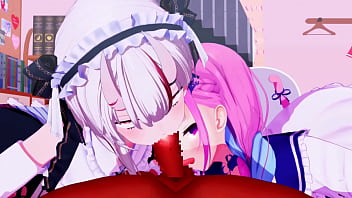 Mmd when both popular vtuber gets blowjob together Mmd when both popular vtuber gets blowjob together
