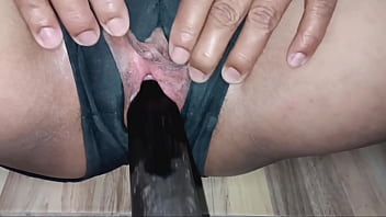 Thick squirting ebony with tan lines loves to be creampied by big white cock