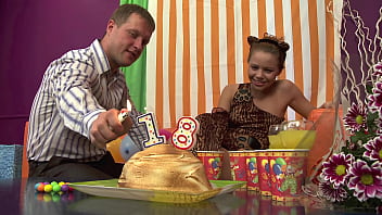 Cute sunny celebrates her birthday and gets a good fuck as a gift p5045