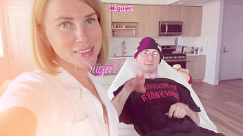 Hot milf nurse jerks off disabled stud after waxing session