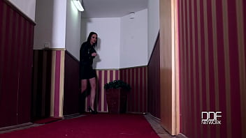 Hand submissive brunette babe stored in suitcase