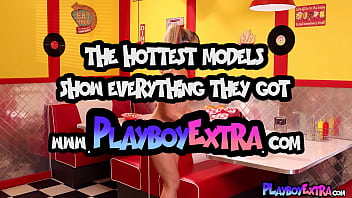 Passionate big titted waitress blondie serving her fresh pussy