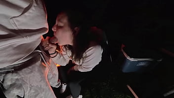 Risky sex outdoors in the forest with milf