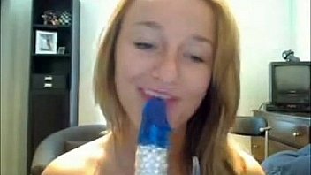 Blonde teen big dildo masturbation