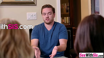 Horny latina teen stepsis has a threesome with her bestie and big dick step brother