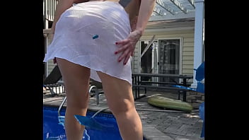 Sexy dance on diving board sheer skirt