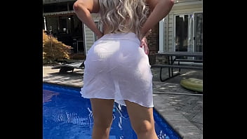 Sexy dance on diving board sheer skirt