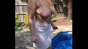 Sexy dance on diving board sheer skirt