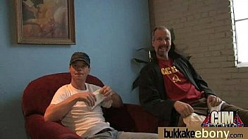 Ebony gets group cumshots 22