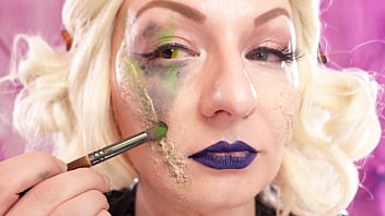 Make up with scars in process with liquid latex and cottonwool arya grander