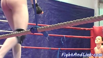 Lesbian pussy licking babe on the floor