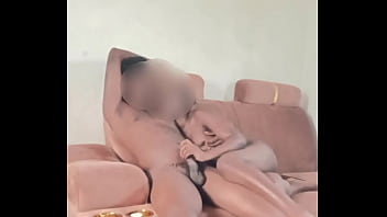 Sexy cute neighbour's wife playing with my dick when she found me naked onthe sofa