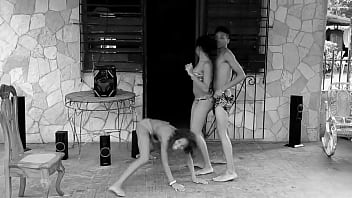 Teen prostitutes in swimsuits butt twisting near a guy