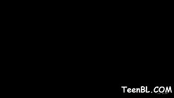 Elegant legal age teenagers lusty licking session makes dude desires to cum