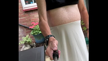 Wearing my stockings and suspenders