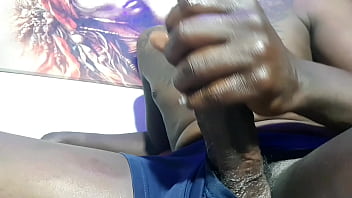 Stoke the huge cock untill it pop out the cream