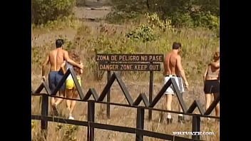 Judith fox and rita faltoyano get fucked outdoors on a pile of rocks