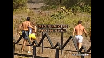 Judith fox and rita faltoyano get fucked outdoors on a pile of rocks