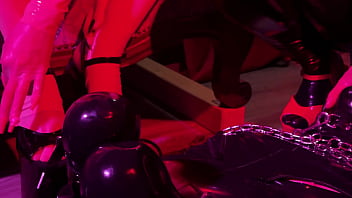 Rubber and ava fetishart give perv a latex footjob part 1