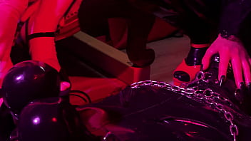 Rubber and ava fetishart give perv a latex footjob part 1