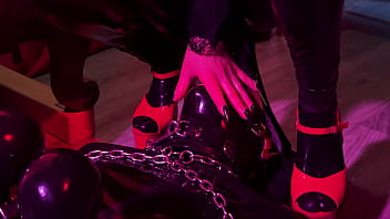 Rubber and ava fetishart give perv a latex footjob part 1